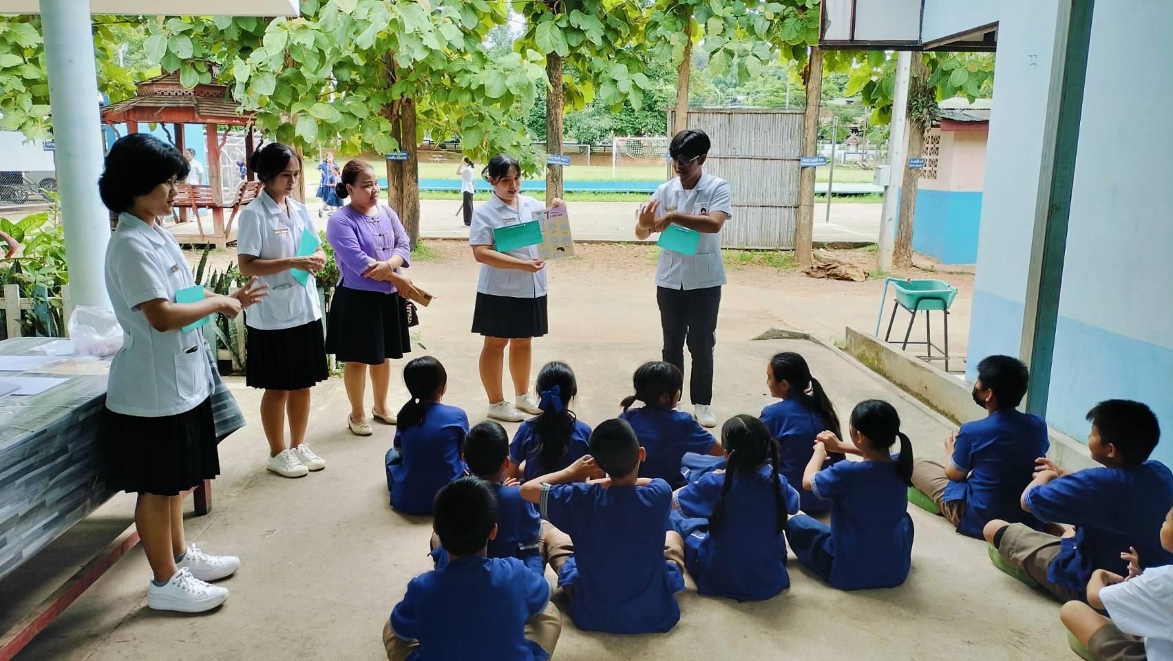 Students participating in school health education session