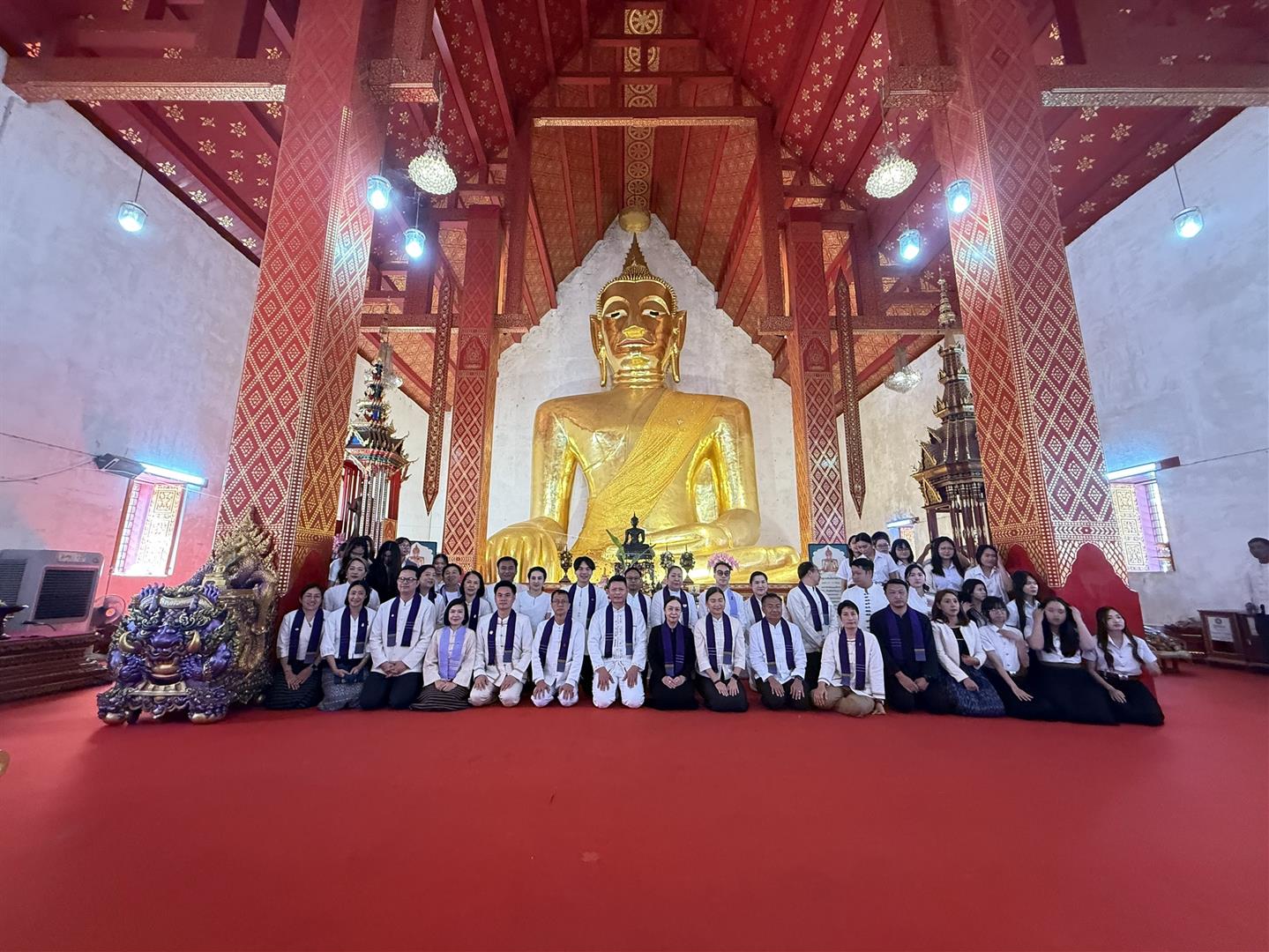 Group photo at Wat Tilok Aram during the Tan Khao Mai Sai Bat Luang Ceremony 2026