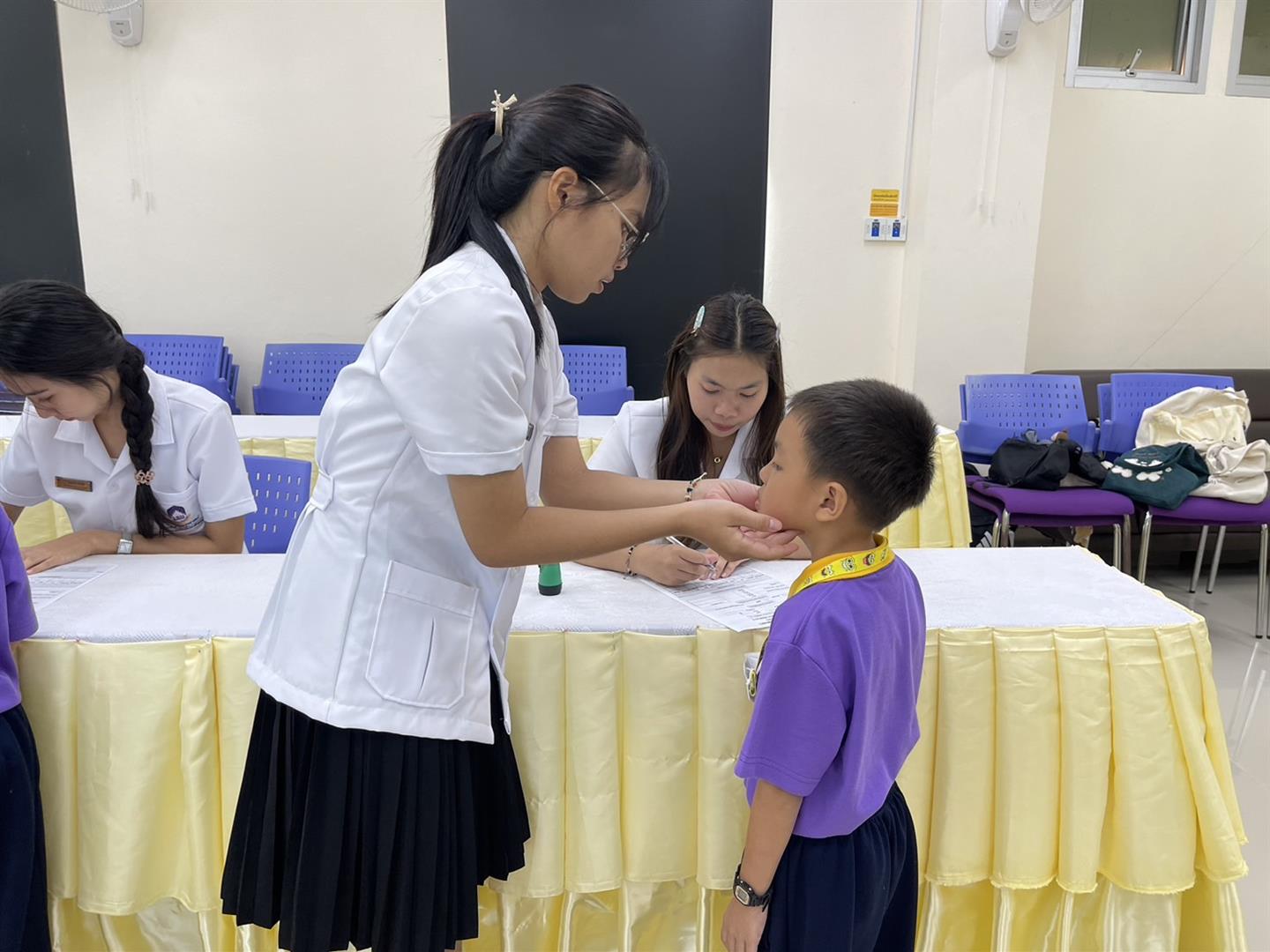 Students participating in school health education session