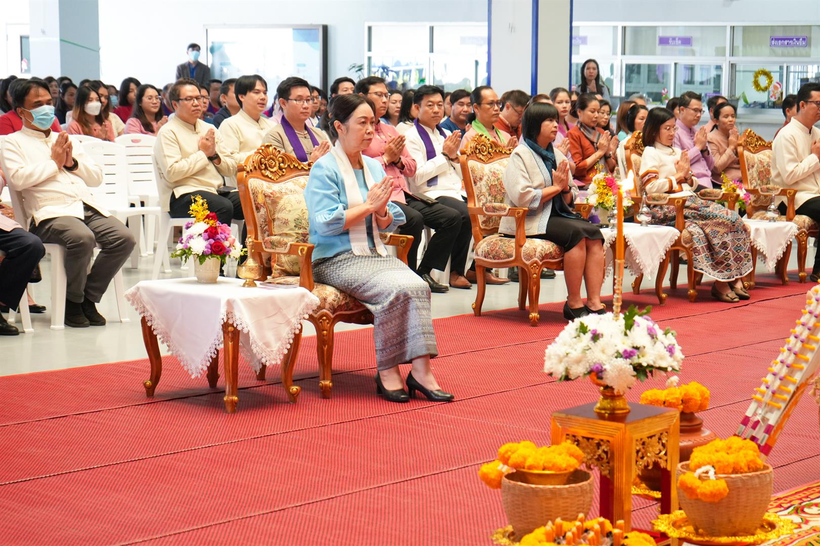 Monks blessing attendees at the New Year Merit-Making Ceremony 2025